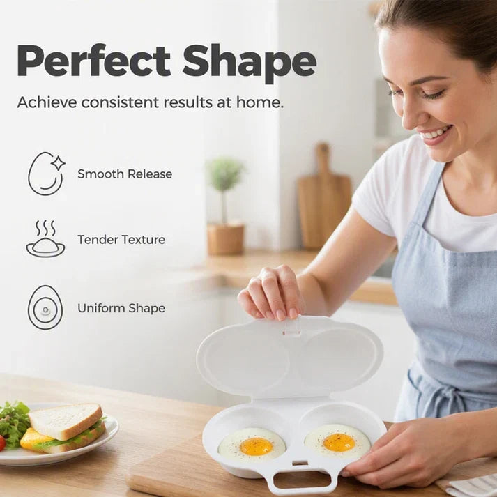🥳2026 HOT SALE🥳Microwave Egg Poacher——Dual‑cavity, non‑stick & easy clean. Healthier than frying.