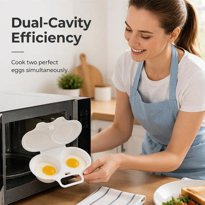 🥳2026 HOT SALE🥳Microwave Egg Poacher——Dual‑cavity, non‑stick & easy clean. Healthier than frying.