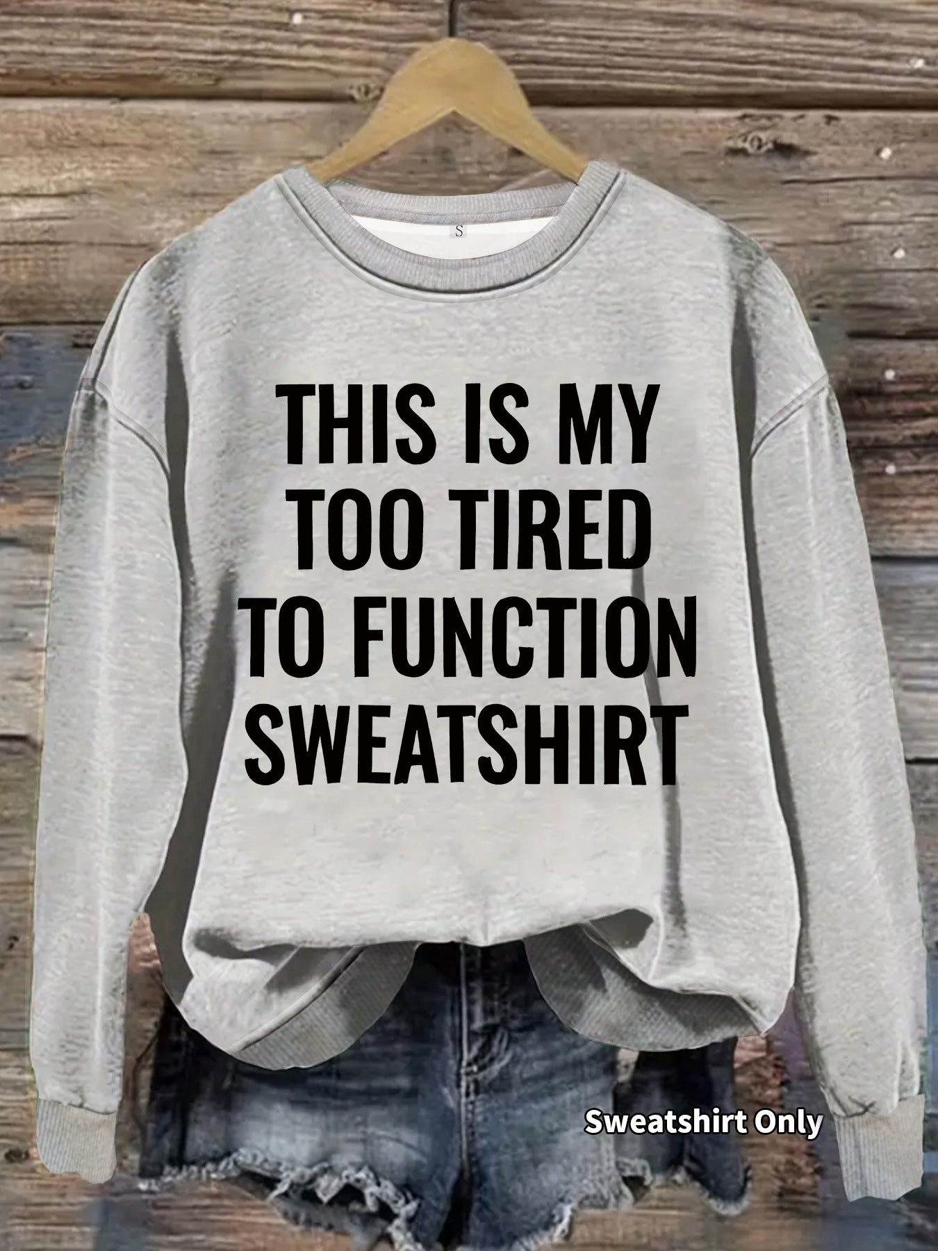 Slogan pattern printed round neck sweatshirt
