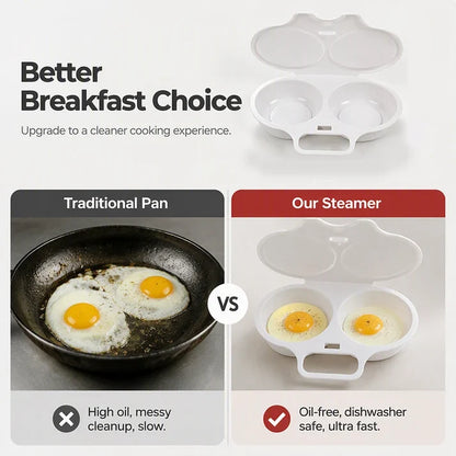 🥳2026 HOT SALE🥳Microwave Egg Poacher——Dual‑cavity, non‑stick & easy clean. Healthier than frying.