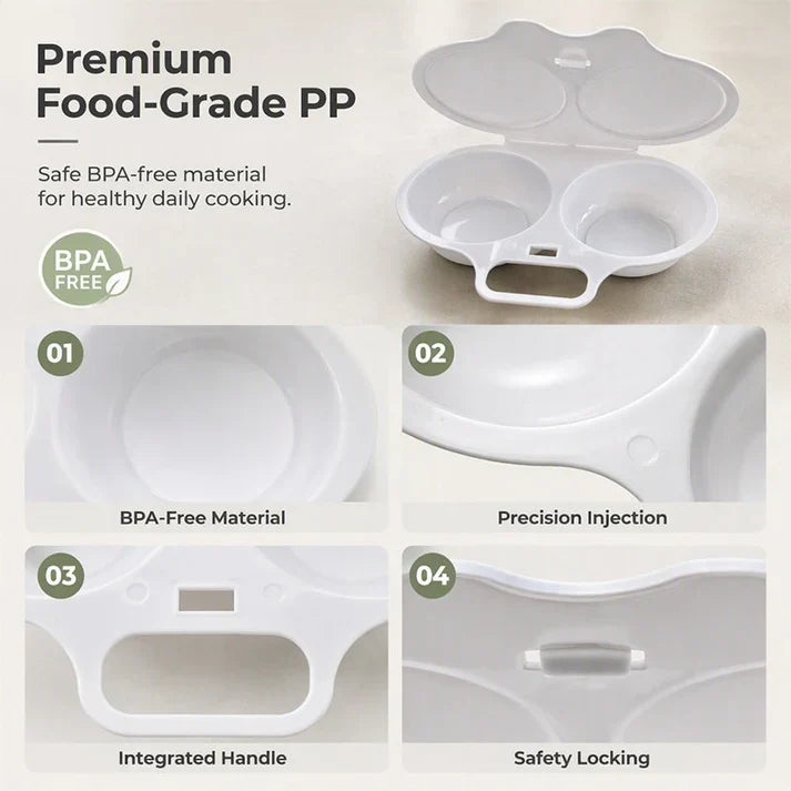 🥳2026 HOT SALE🥳Microwave Egg Poacher——Dual‑cavity, non‑stick & easy clean. Healthier than frying.