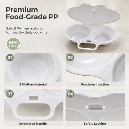 🥳2026 HOT SALE🥳Microwave Egg Poacher——Dual‑cavity, non‑stick & easy clean. Healthier than frying.